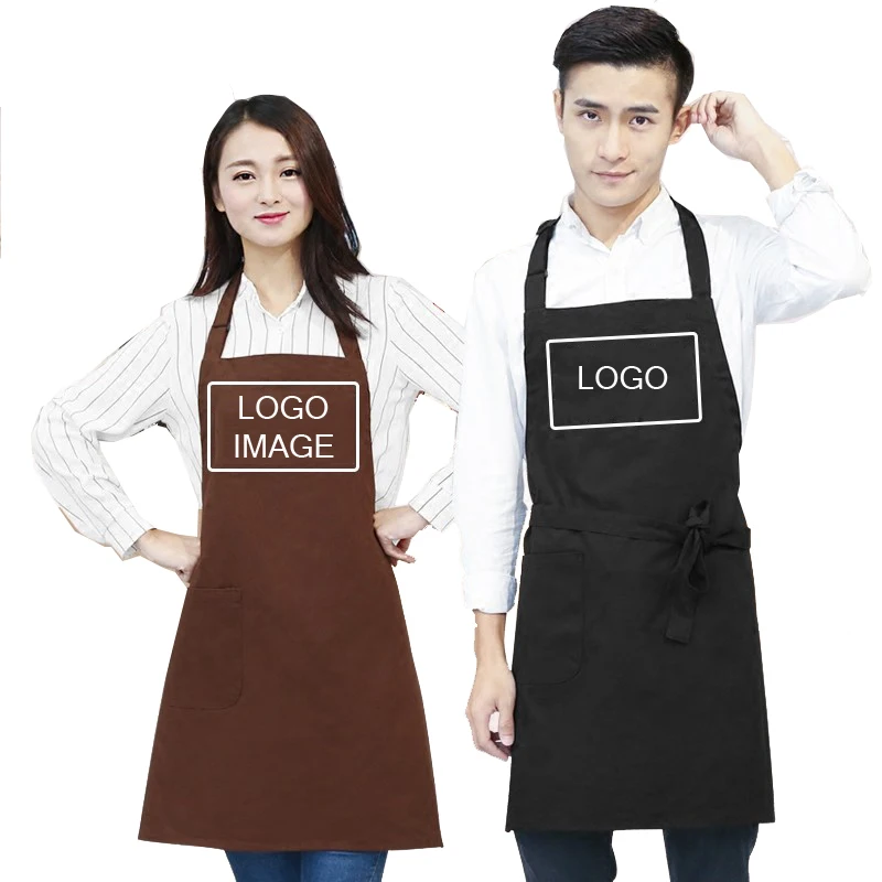 Cotton Kitchen Cooking Aprons Baking Painting Household Men and Women Service Staff Clothes Custom Coffee Tea Shop Logo Apron