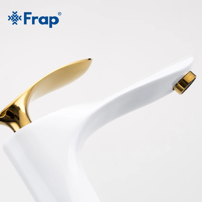 US $60.04 FRAP Newly Elegant Golden White Basin Faucets Bathroom Single Handle Hot And Cold Mixer Faucet Washbasin Tap Brass Crane Y10099