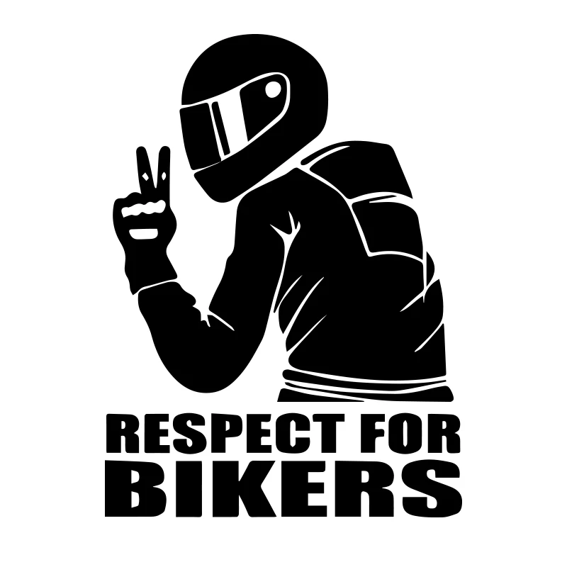 

14x19cm respect biker car sticker funny car high viscosity sticker shape polyethylene applique 3D black white laser For BMW Ben