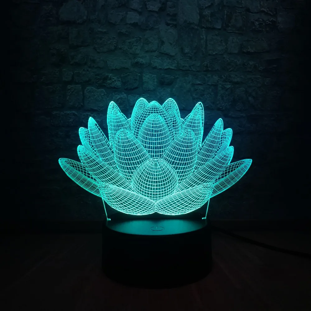 Цветок лотоса 3d Led Usb лампа модная атмосфера украшения дома многоцветный Изменение Ночник декор Ce сухой аккумулятор