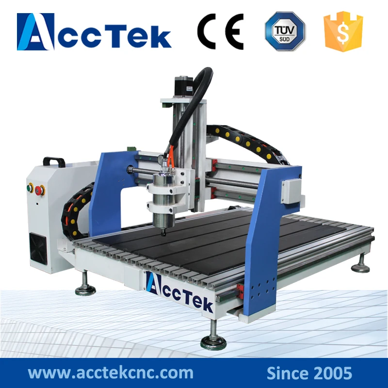 Acctek mini wood cnc router price 4 axis 6090/6012 with rotary device water tank cooling