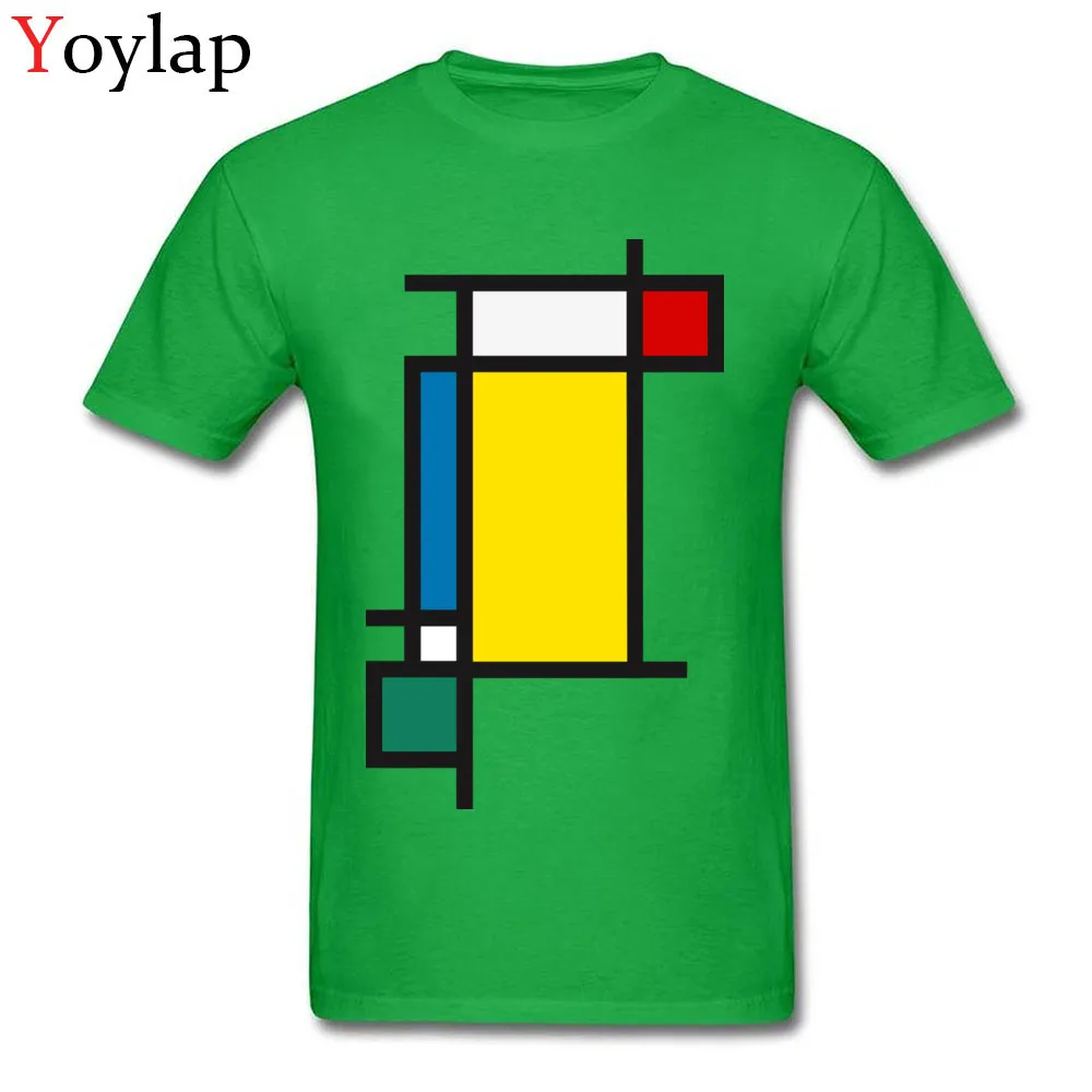 Design Tops Shirt for Students Coupons Autumn Crew Neck 100% Cotton T Shirt Vertical Aesthetic Tribute to Mondrian Casual Tee Shirt green