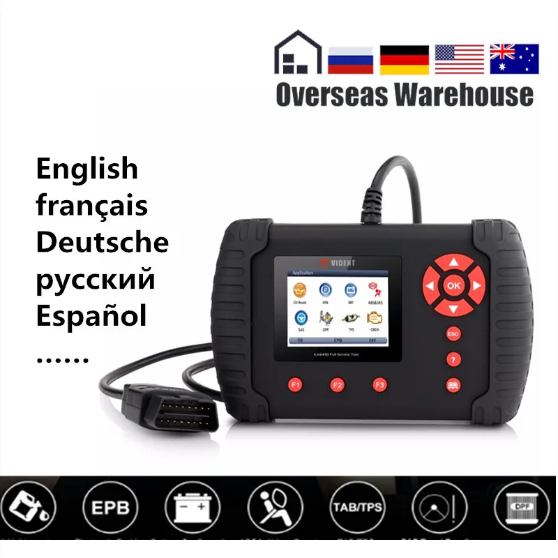 

Vident iLink450 Automotive Scanner OBD 2 ii Diagnostic Tool Full Service All System Airbag Oil Reset EPB ABS DPF TPS SAS NT644
