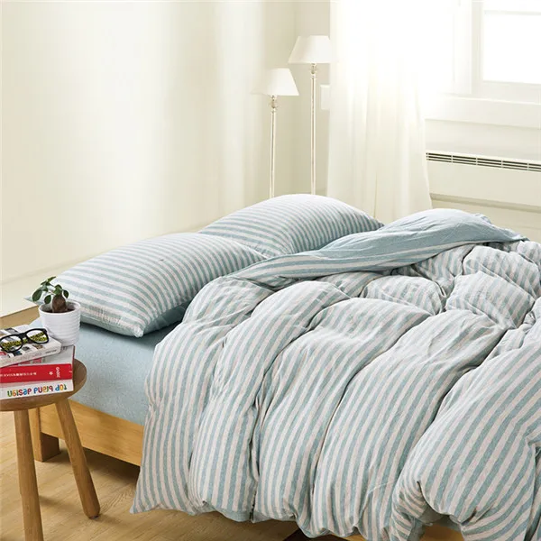 Dark Blue Gray Wide Stripe Pattern Sheet Pillowcase And Duvet Cover