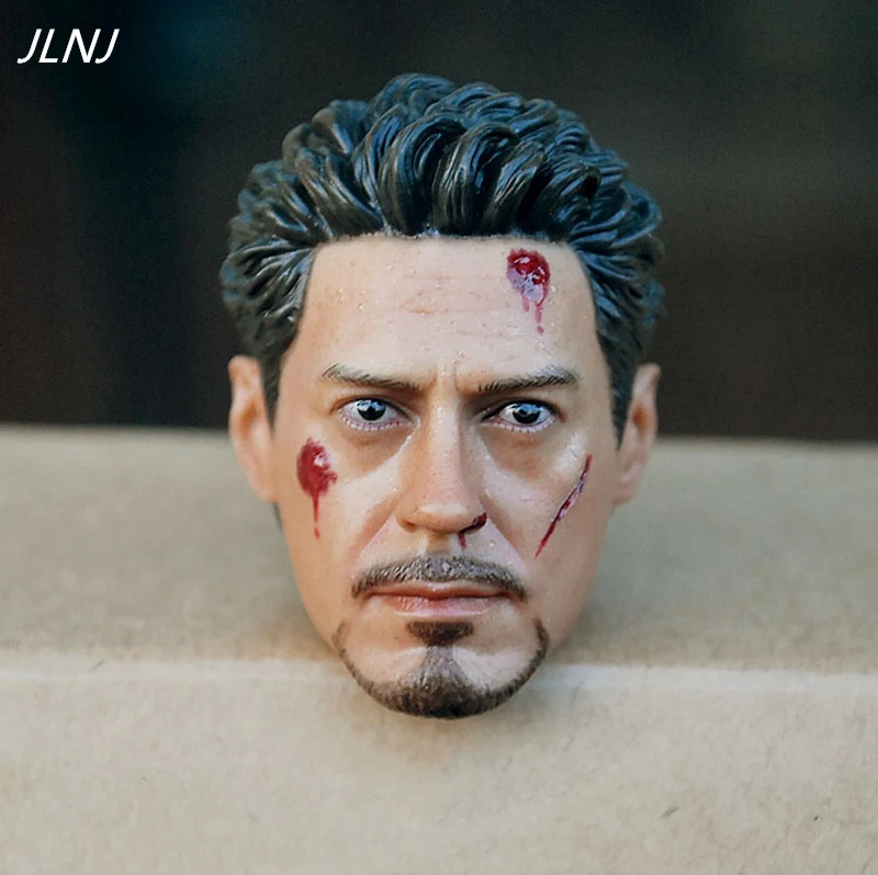 

1/6 Avengers Iron Man Tony Stark Head sculpt For 12" Action Figure Body Part Accessories Damaged Head Carved