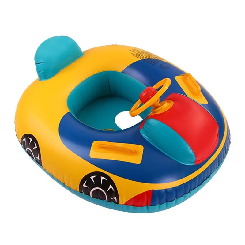 

2019 Cartoon Baby Inflatable Swimming Boat Seat Summer Car Shape Children' Pool Buoy With Steering Wheel Float Rafts Water Toys
