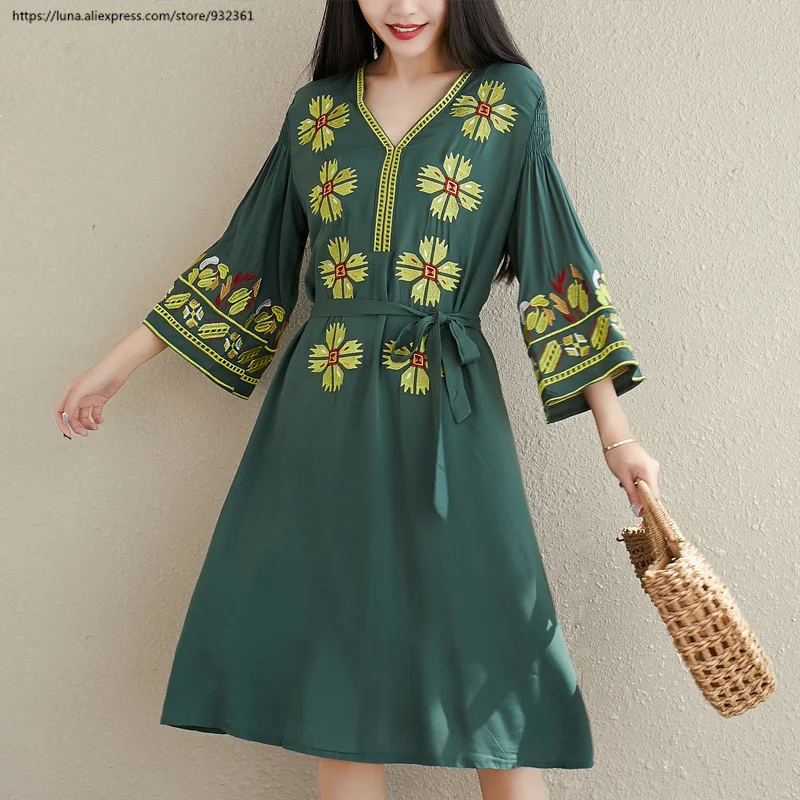 

Vintage bohemian Embroidery Summer Dress Women Floral Dresses Blouse Girl Tops Plus Size clothes vestidos