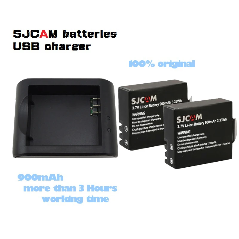 Original 900mAh SJCAM SJ4000 Battery + Charger For SJ 4000 Wifi SJ5000+ sj5000x SJ6000 SJ7000 SJ8000 sj9000 M10 Camera