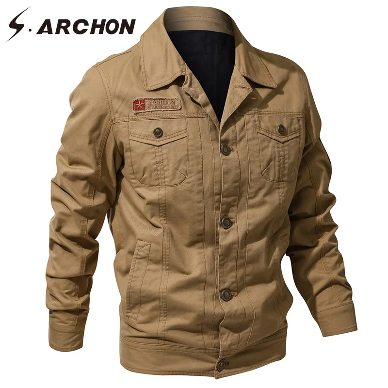 S.ARCHON Winter Tactical Jackets Men Cotton Military Air Force Jacket