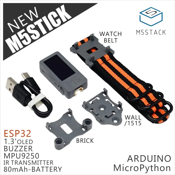 M5Stack Официальный Новый M5Stick мини Development Kit ESP32 1,3 'OLED 80 мАч батарея внутри зуммер ИК передатчик Mpu9250 дополнительно