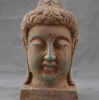 

Antiques Tibet Buddhism Old Porcelain glaze Carved Sakyamuni Buddha Head Statue
