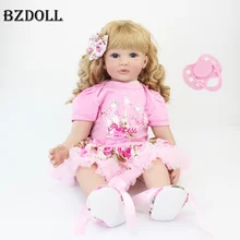 60 см силиконовая кукла-Реборн, игрушки 24 дюйма, виниловые куклы принцессы для малышей, подарок на день рождения, игрушки для девочек