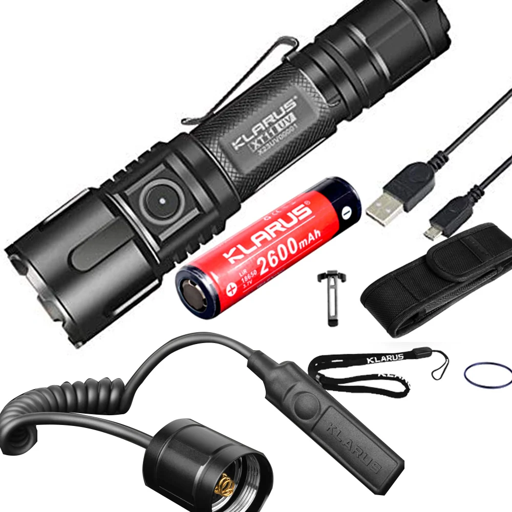 

Klarus XT11UV USB Rechargeable Flashlight White light UV light CREE XP-L V3 3* 365nm UV max 900LM with battery TRS1 Switch