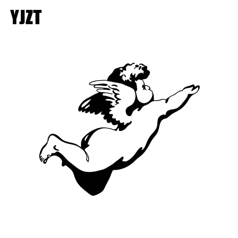 YJZT 13.3*11.1CM Cute Funny Baby Angel Decal Silhoutte Cool Design Covering The Body Car Sticker Black/Silver C20-1411 | Автомобили и