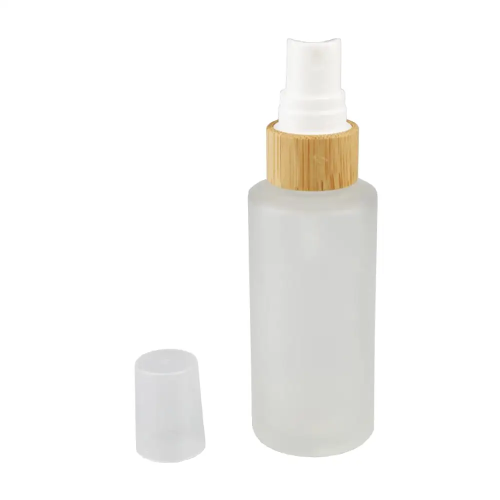 30 мл стеклянная баночка для косметики с бамбуковой крышкой для крем для ухода за кожей Горячая - Цвет: Frosted Clear