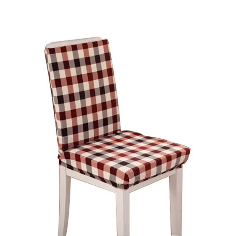 1Pc Coffee Grid Super Fit Stretch Short Dining Room Chair Cover Removable Slipcover Home Party Decor 1Pc Coffee Grid Super Fit Stretch Short Dining Room Chair Cover Removable Slipcover Home Party Decor