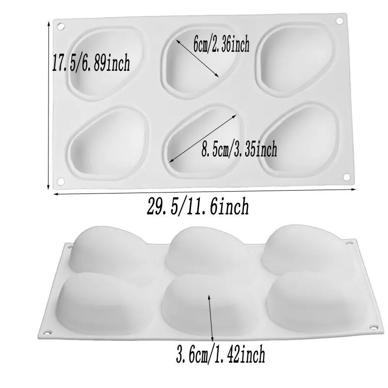 1 шт. силиконовая форма белый 6 полости супер яркий эллиптический галька камень силиконовая форма для торта шоколадные Желе Десерт помадка плесень