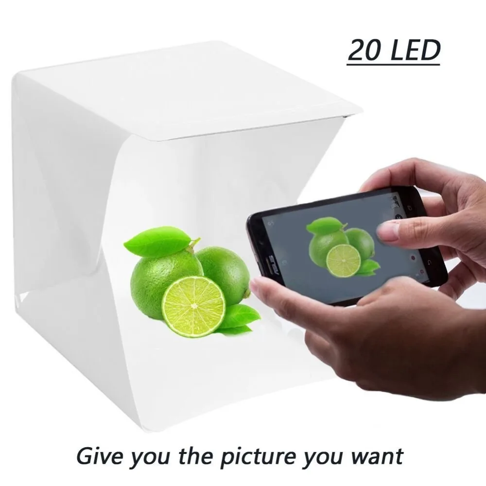 Folding Mini LED Lightbox Light Tent Portable Photography Studio
