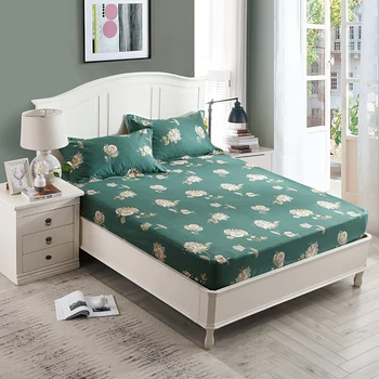 

Cotton Fitted Sheet Bed Sheet With Elastic Band Bed Linen Mattress Cover pillowcases Twin Queen king size Russian size 160x200cm