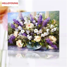 Лавандовые Цветы DIY Ручная роспись маслом цифровая картина маслом Цифры Картины Маслом китайский свиток картины для декорирования дома