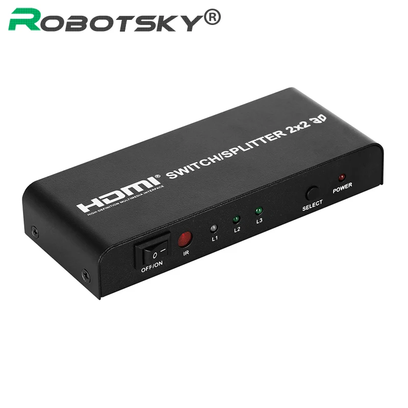 

2X2 HDMI Switch Switcher Splitter with Remote Control 2 in 2 out HDMI Video Amplifier Repeater 1080P support 60Hz for DVD PS3 PC