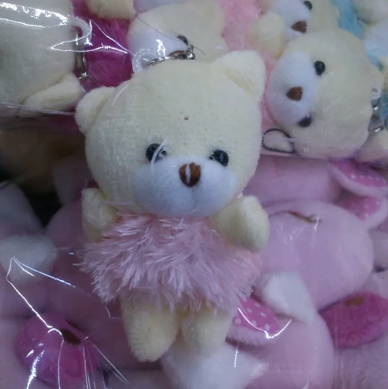 6 H=5.5cm Cartoon Teddy Bear With Tassel Dress Plush Pendants Toys-Dolls For Key-Phone-Christmas Gifts