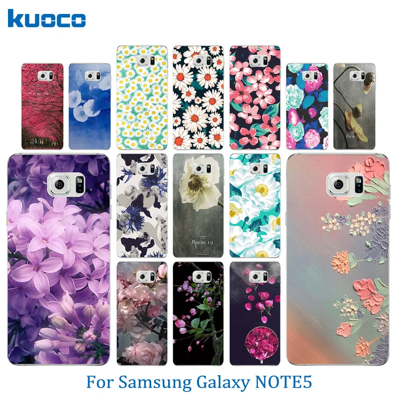 For Samsung Galaxy Note 5 Phone Case Soft TPU Silicon for Note5 N920 Back Cover Blossom Pattern Ultrathin Matte Clear Bag |