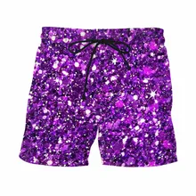 Фиолетовые блестящие повседневные шорты новые волнистые летние классические спортивные штаны для фитнеса короткие бегущие сетчатые дышащие шорты брюки большого размера