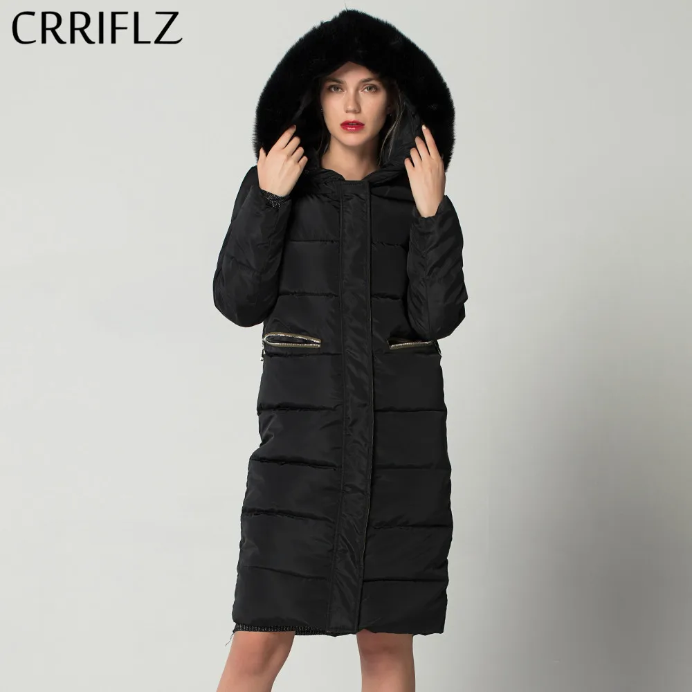 CRRIFLZ 2019 новая зимняя коллекция модная Большая Меховая куртка женская длинная