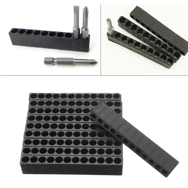 10 шт. 12-отверстие отвертка бит держатель коробка блок черный для шести угол 6,35 мм ручка