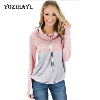 

YOZIHAYL New Autumn Turtleneck Sweatshirts Women Streetwear Sweatshirts Ladies Long Sleeve Casual Pullover Patchwork Sweatshirts