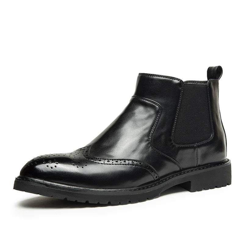 

2019 New Autumn Man QUALITY PU Leather Chelsea Boots Soft Leather Shoes 38-44 Man Lacing Ankle Boots