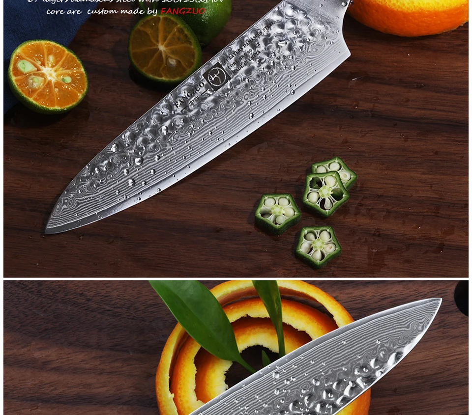 FANGZUO 5 дюймов Универсальный нож дамасская резка острые кухонные ножи японский VG10 сталь палисандр ручка многофункциональный резак инструмент