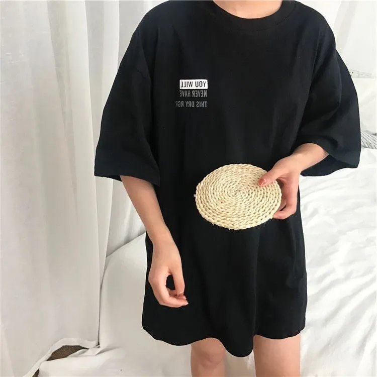 T-shirts Women 2020 Chic Solid BF Loose Ulzzang T-shirt Top Tee Womens Letter Print School Couple Korean Style Hip Hop All-match