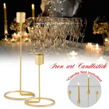 Подсвечник Золотая Одиночная железная 3D геометрическая подсвечник романтичный украшение стола Креативные украшения для дома Свадебные украшения