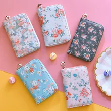 Женский кошелек из искусственной кожи с цветочным узором, на молнии, с отделением для монет, кошелек, держатель для карт, женская сумка для денег, маленький кошелек с цветочным рисунком