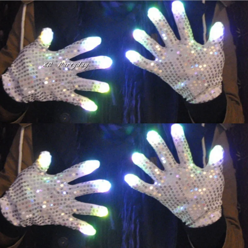 Светодиодный Белый Блестящий светильник, светящиеся перчатки, светящийся светильник, перчатки на Рождество, Хэллоуин, свадебные украшения, navidad