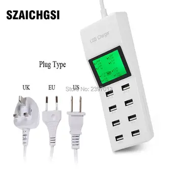 

SZAICHGSI 8 Port SMART USB Hub Wall Charger AC Power Adapter EU US UK Plug Slots Charging Extension Socket With Switcher 20pcs