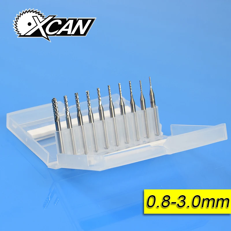 

10pcs 0.8mm-3.0mm Carbide End Milling Cutter Engraving Edge Cutter CNC Router Bits End mill for PCB Machine