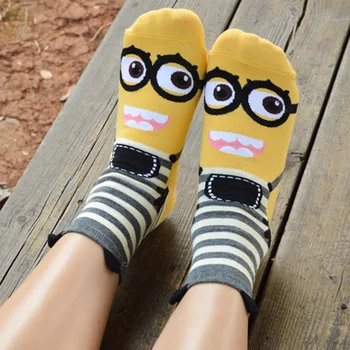 

1 pair Despicable me socks cartoon short socks lady women cotton wear Three-dimensional socks girl 2017 new arrival summer sock