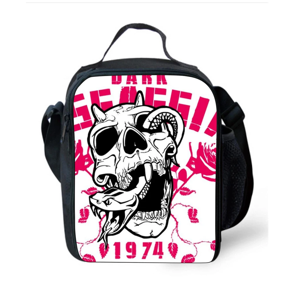 Fashion 3D Skull printing Insulated lunch bag for women thermal lunch