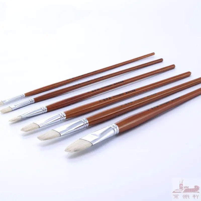 

6Pcs/set High Quality Artist pig bristle Wooden Handle Watercolor Acrylic Oil Paint Brush Set For Drawing Painting Art Supplies