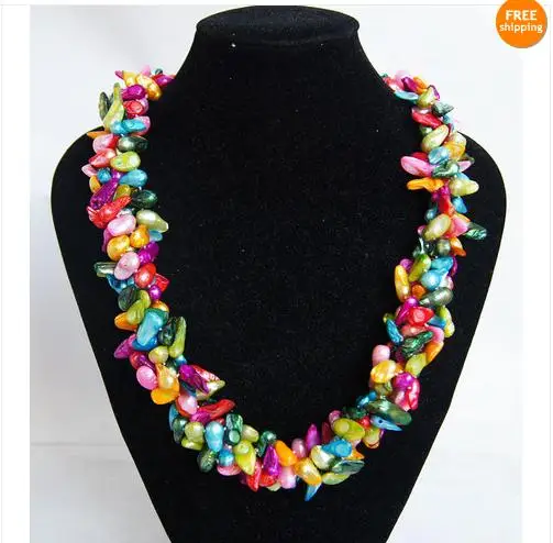 

Wholesale Pearl Jewellery,Multicolor Real Freshwater Pearl Necklace,8-15mm Baroque Pearls 20inches Fashion Women Gift Jewelry