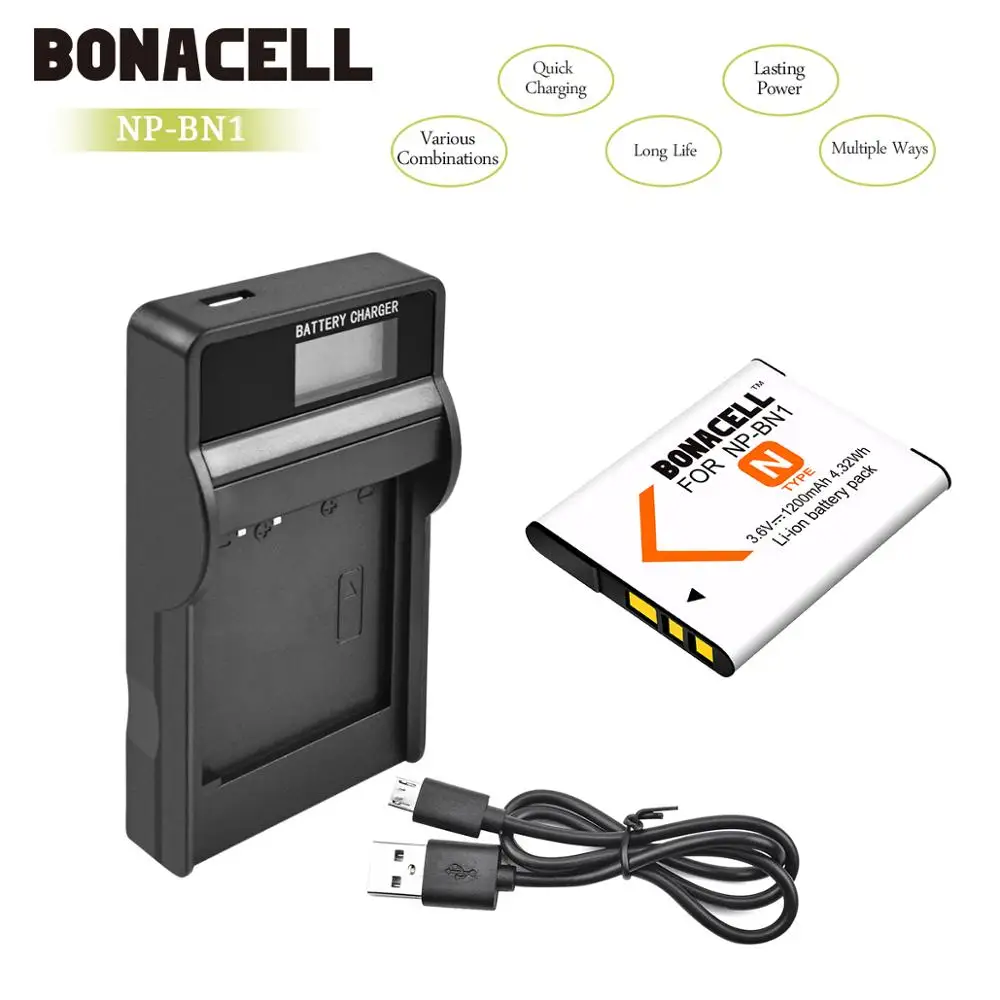 Bonacell 1200 мА/ч NP BN1 NPBN1 Камера Батарея + ЖК дисплей Зарядное устройство для Sony TX9 WX100 TX5