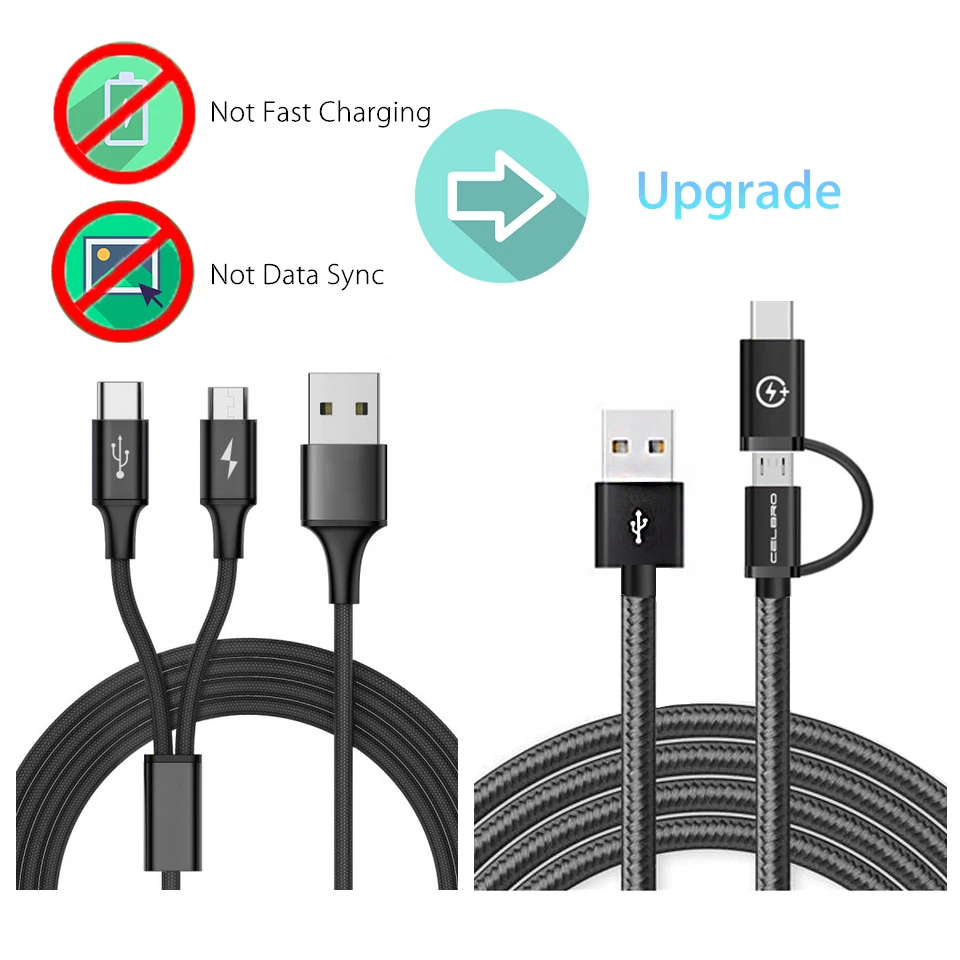 Usb type-C кабель для быстрой зарядки mi cro USB кабель 2 в 1 быстрая зарядка 3,0 зарядное устройство для телефона Usbc mi crousb для samsung Xiaomi mi 9 9T A3