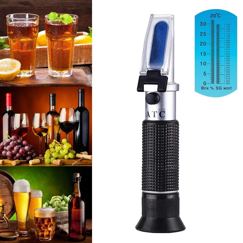 Home Brew Beer Refractometer Wort Dual Scale Temperature Compensation