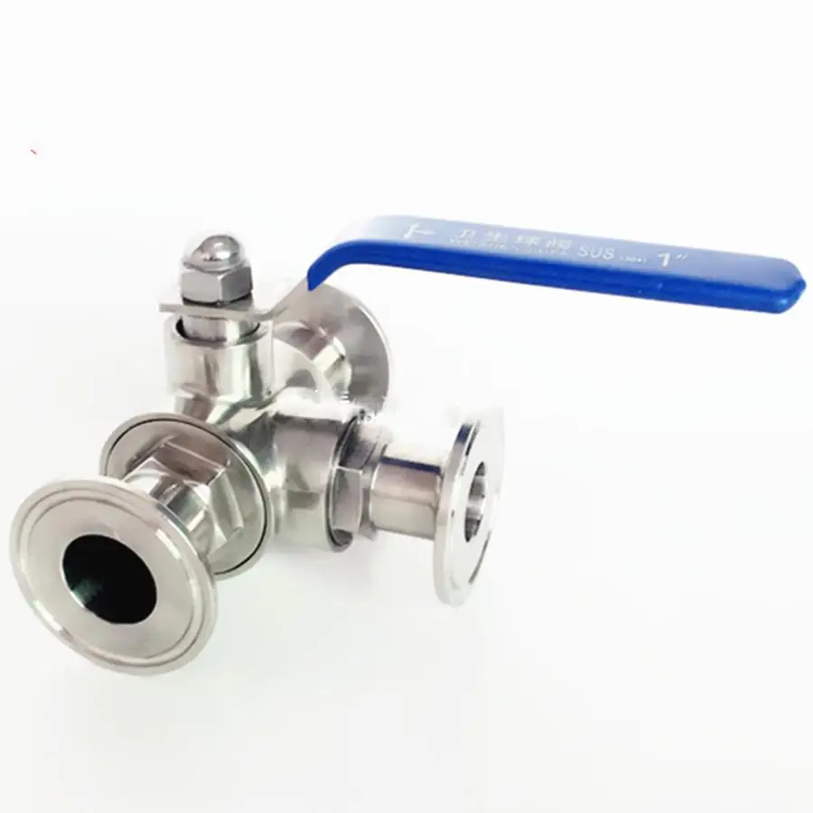 Fit 76mm Pipe OD x 3" Tri Clamp Sanitary L Port Ball Valve SUS 316L