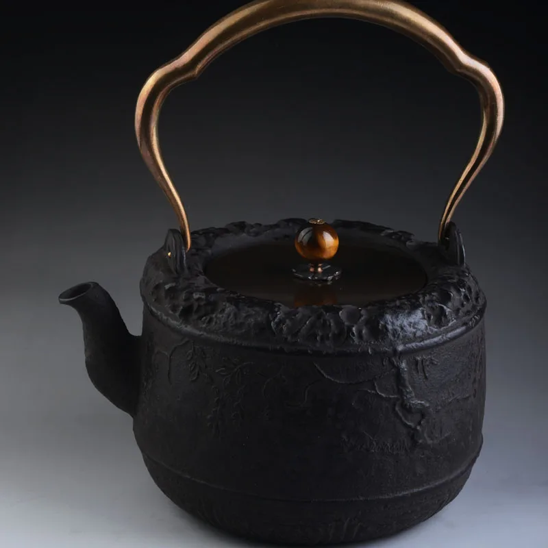 Японский Tetsubin Чугун Чайник Набор Drinkware 1800 мл Пион Кунг-Фу Для Заварки Кулинария
