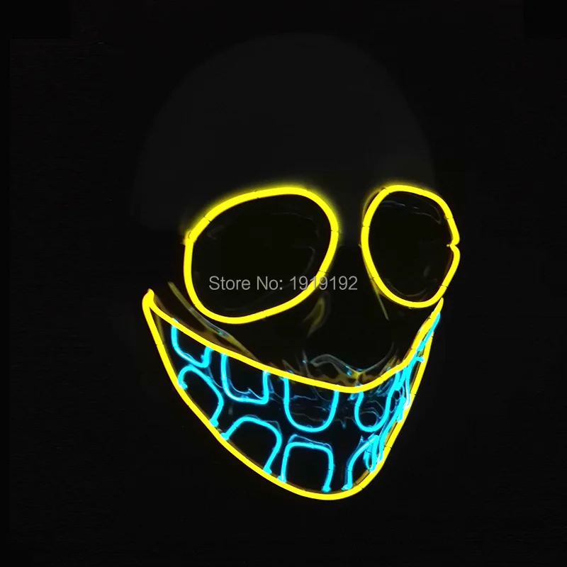 2017 Newest Halloween Buck teeth Mask Flashing EL wire Glowing Flexible