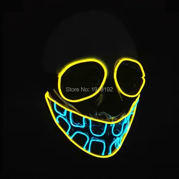 

2020 Newest Halloween Buck teeth Mask Flashing EL wire Glowing Flexible LED Neon light Carnival masquerade masks Supplies
